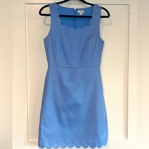 J. Crew Scalloped Basketweave Square-Neck Dress